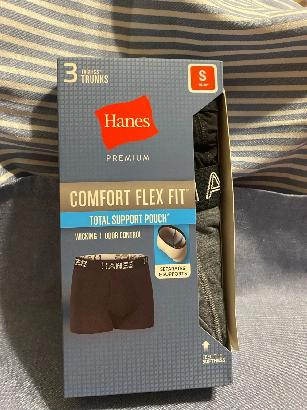 Hanes Comfort Flex Fit Men's Tagless Trunks - Black & Gray (3-Pack)
